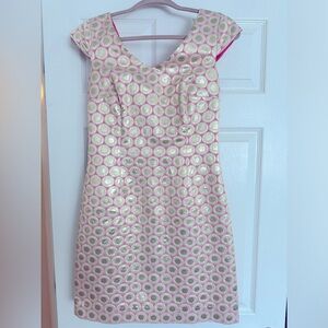 Lilly Pulitzer pink and gold dress